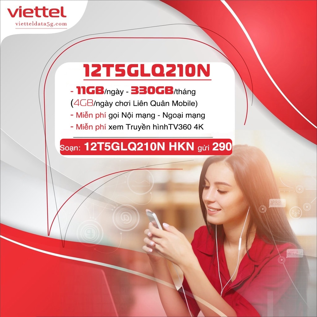 Đăng ký gói cước 12T5GLQ210N nhận ngay 3.960GB Data tốc độ cao nhanh gấp 10 lần 4G